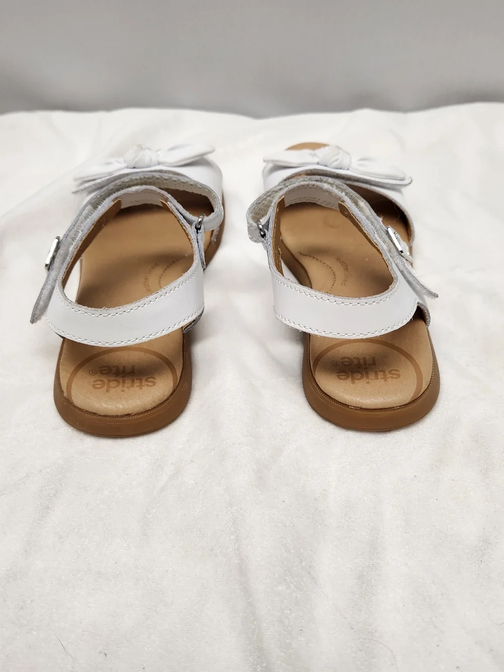 Stride Rite White Leather Knot Strap Sandals